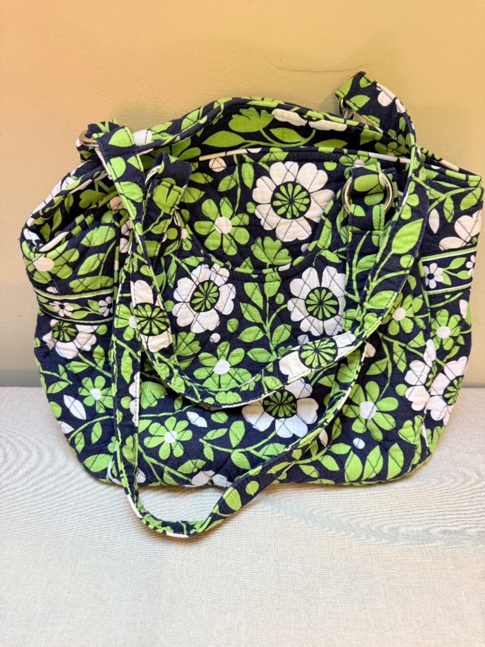 Vera Bradley Green and Blue Floral Lucky You Bag Tote Purse
